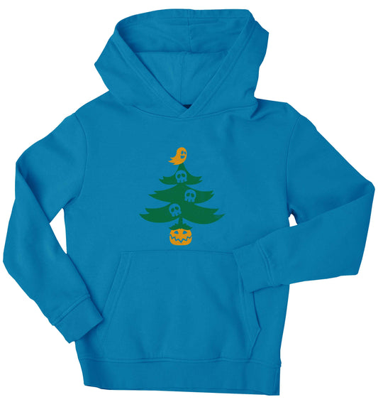 Halloween Christmas tree children's blue hoodie 12-13 Years