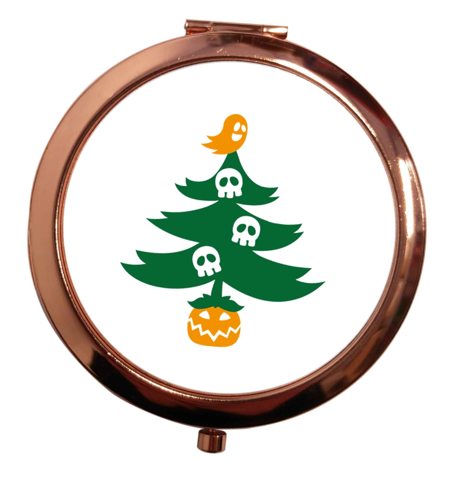 Halloween Christmas tree rose gold circle pocket mirror