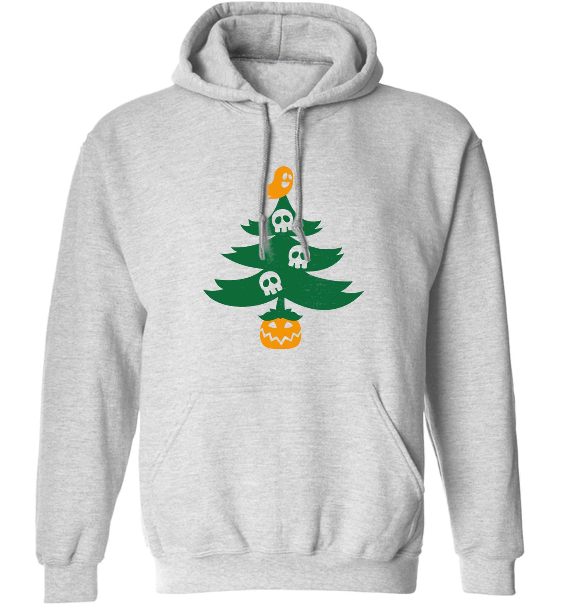 Halloween Christmas tree adults unisex grey hoodie 2XL