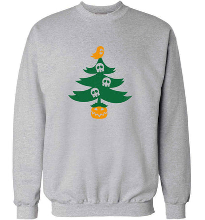 Halloween Christmas tree adult's unisex grey sweater 2XL