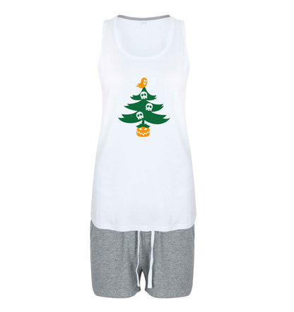 Halloween Christmas tree size XL women's pyjama shorts set in pink 
