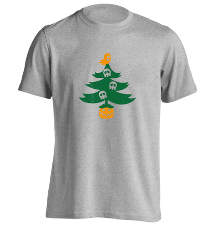 Halloween Christmas tree adults unisex grey Tshirt 2XL