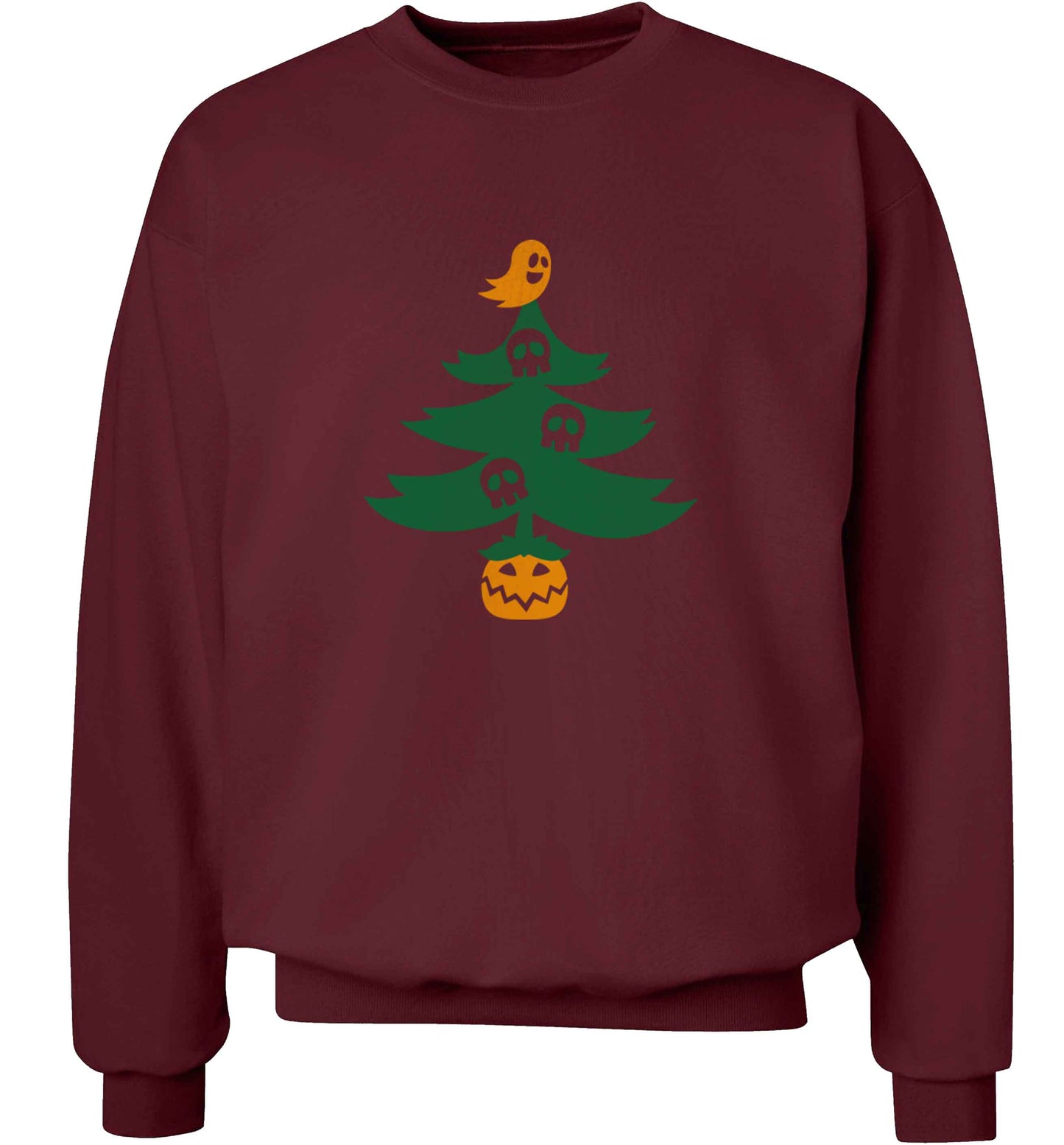 Halloween Christmas tree adult's unisex maroon sweater 2XL