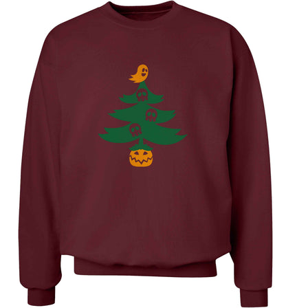 Halloween Christmas tree adult's unisex maroon sweater 2XL