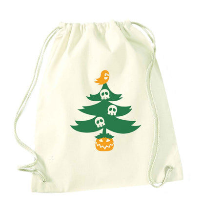 Halloween Christmas tree natural drawstring bag