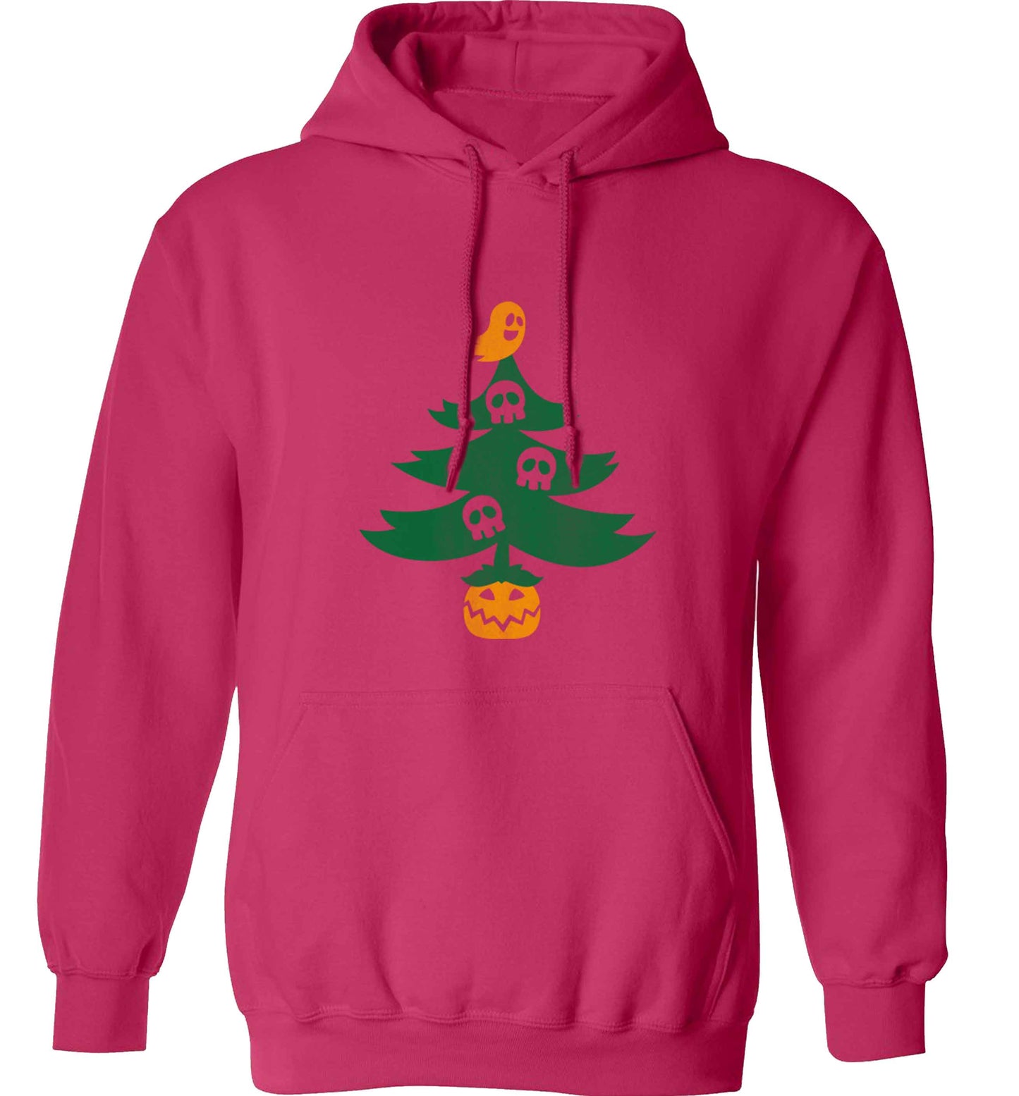 Halloween Christmas tree adults unisex pink hoodie 2XL