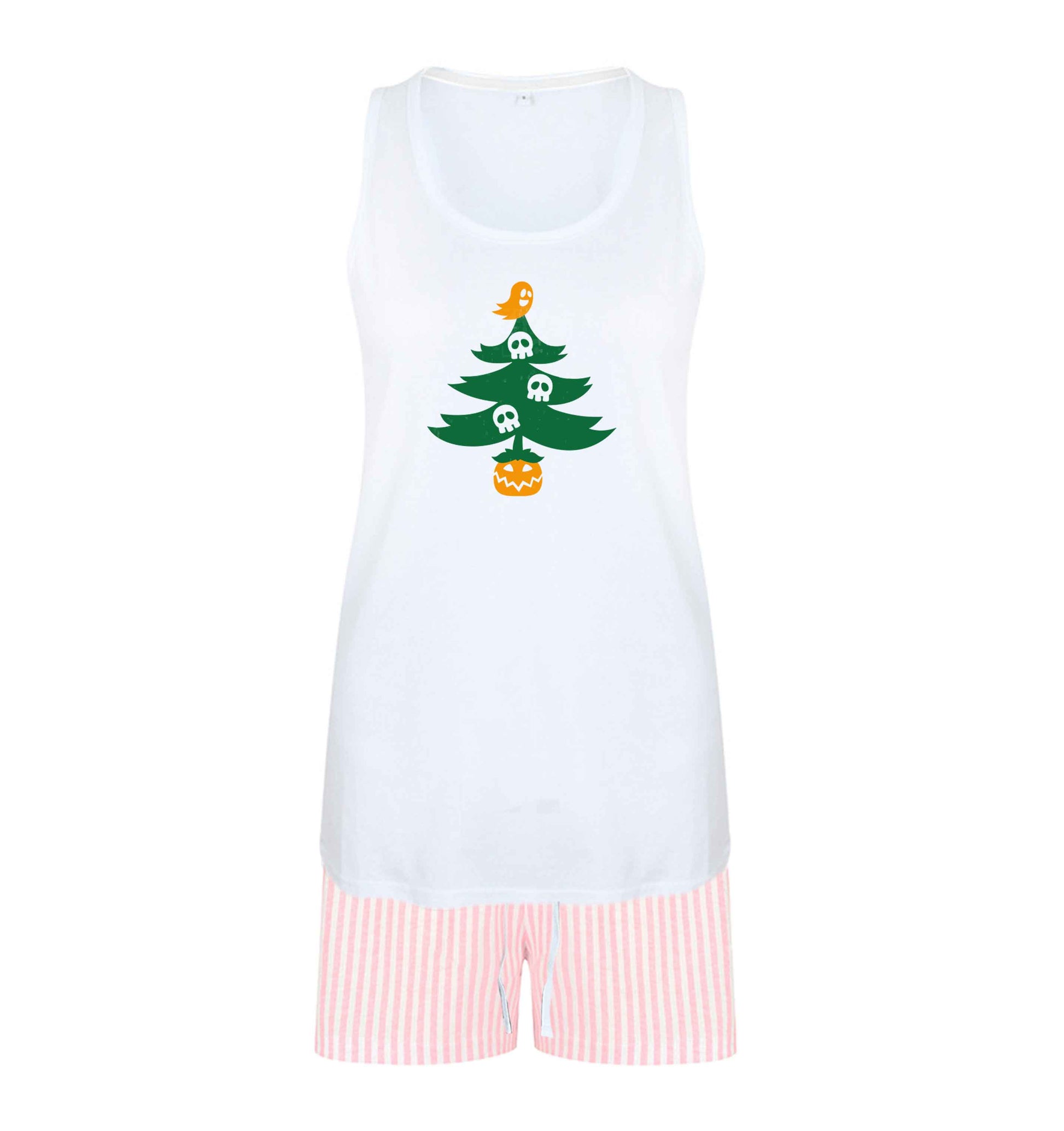 Halloween Christmas tree size XL women's pyjama shorts set in pink 
