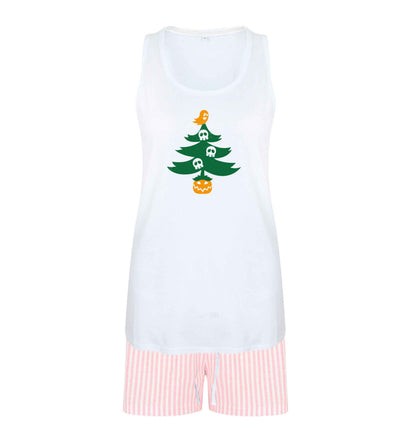 Halloween Christmas tree size XL women's pyjama shorts set in pink 