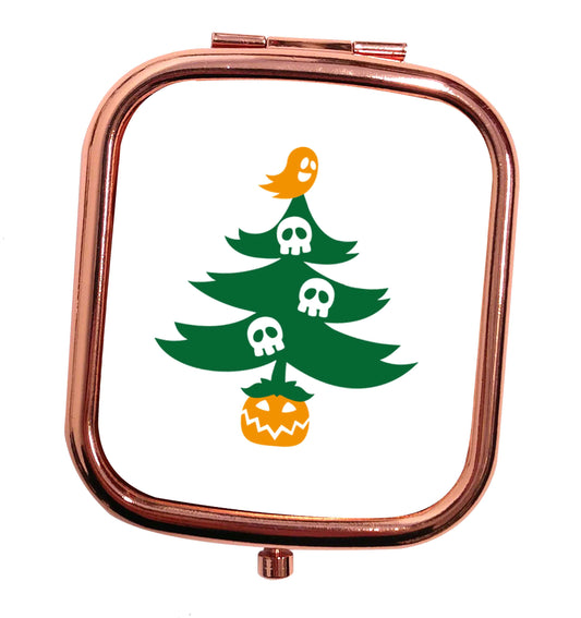 Halloween Christmas tree rose gold square pocket mirror