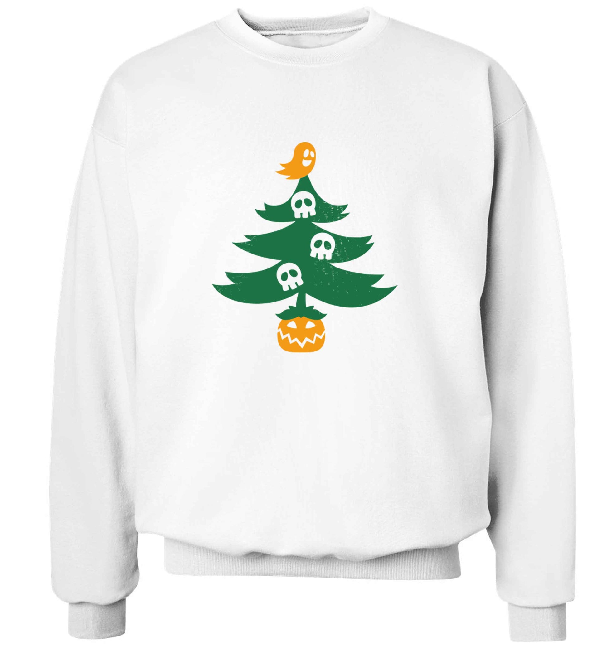 Halloween Christmas tree adult's unisex white sweater 2XL