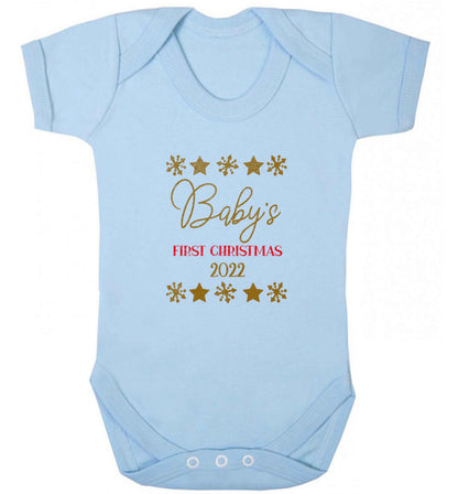 Baby's first Christmas baby vest pale blue 18-24 months