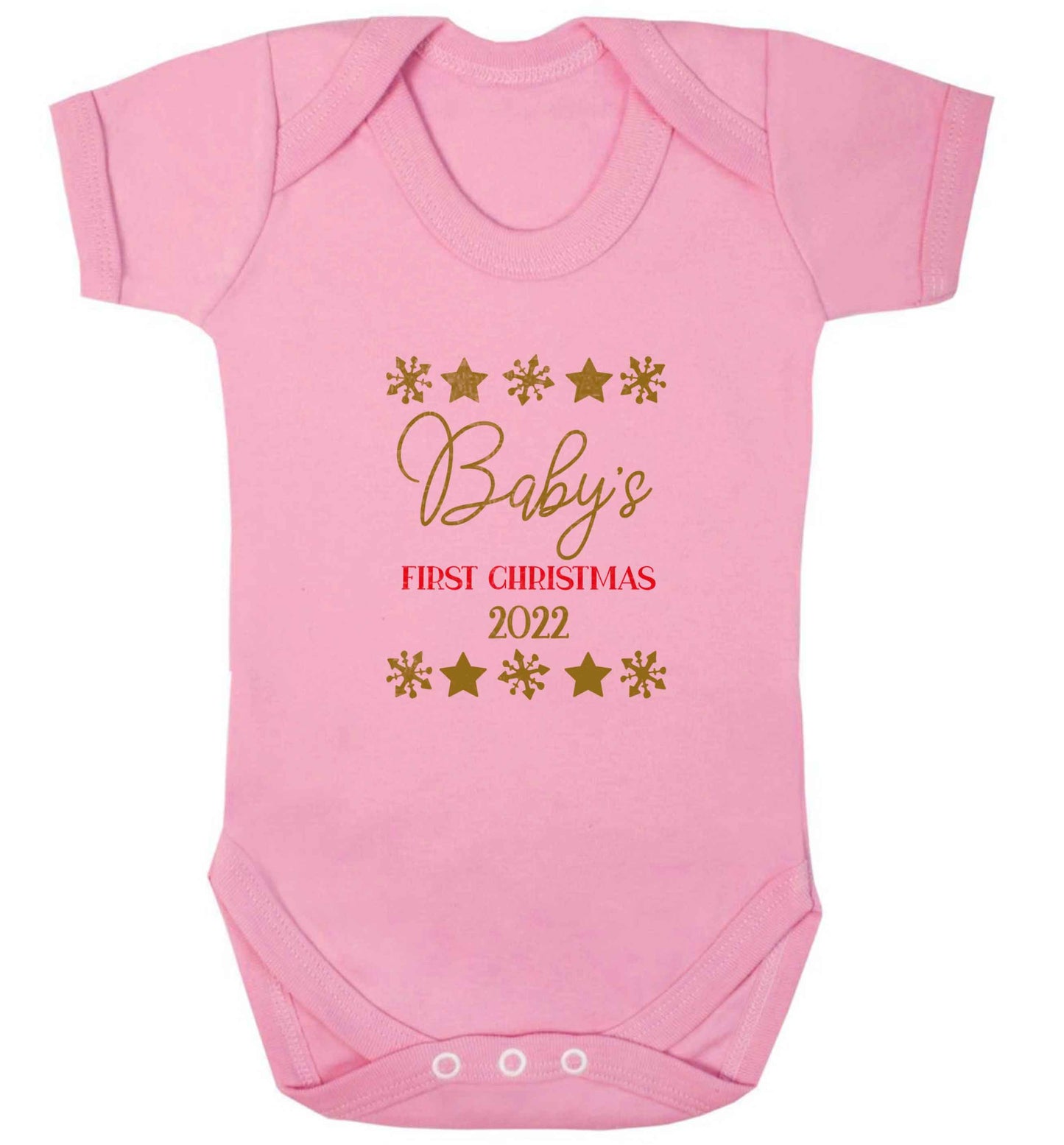 Baby's first Christmas baby vest pale pink 18-24 months