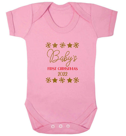 Baby's first Christmas baby vest pale pink 18-24 months