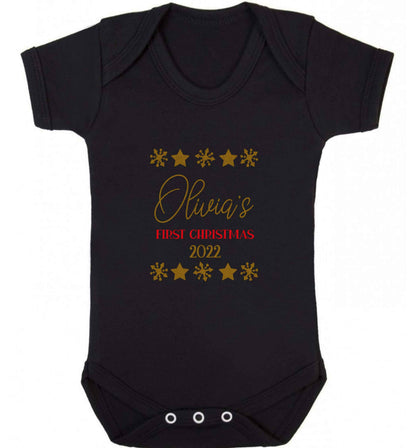 Personalised First Christmas baby vest black 18-24 months