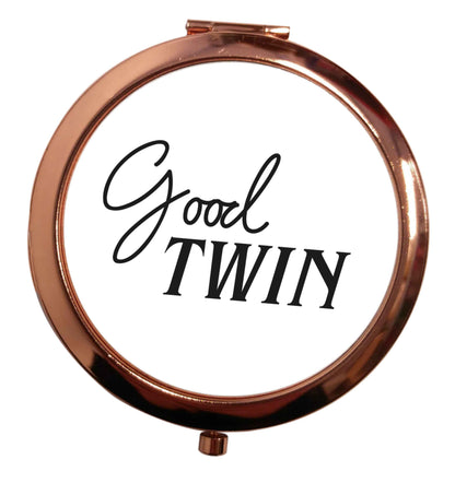 Good twin rose gold circle pocket mirror