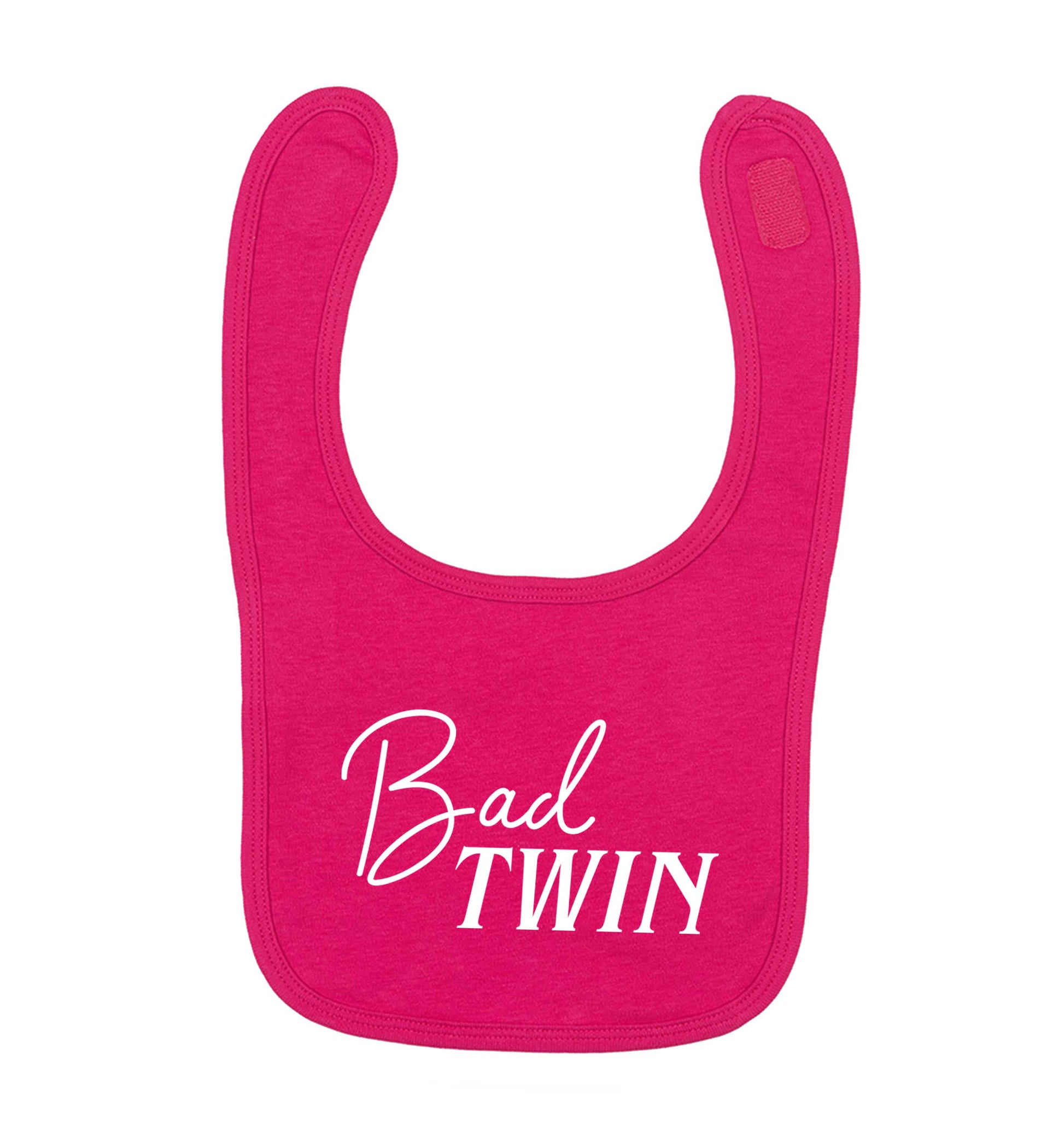 Bad twin dark pink baby bib