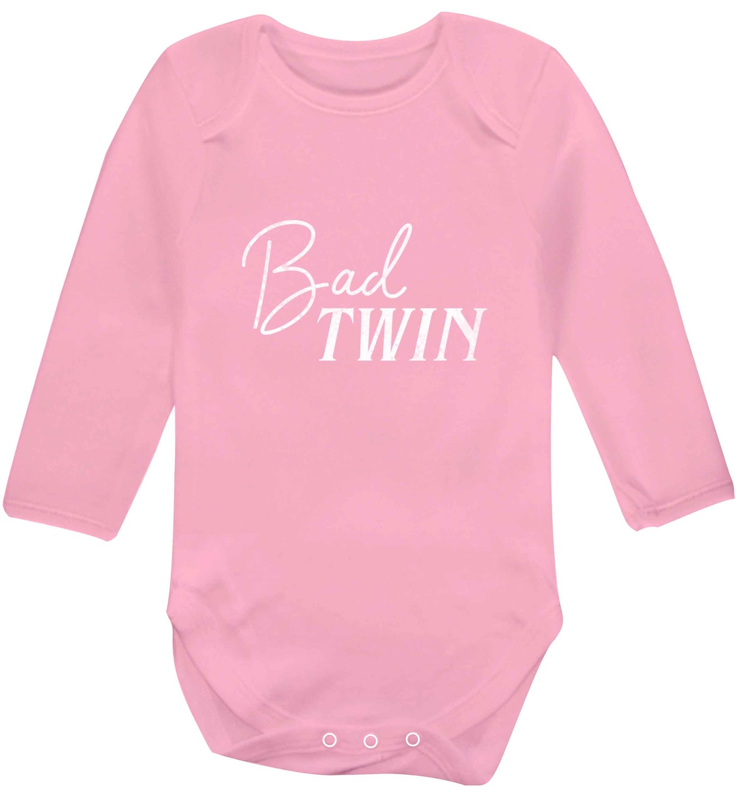 Bad twin baby vest long sleeved pale pink 6-12 months