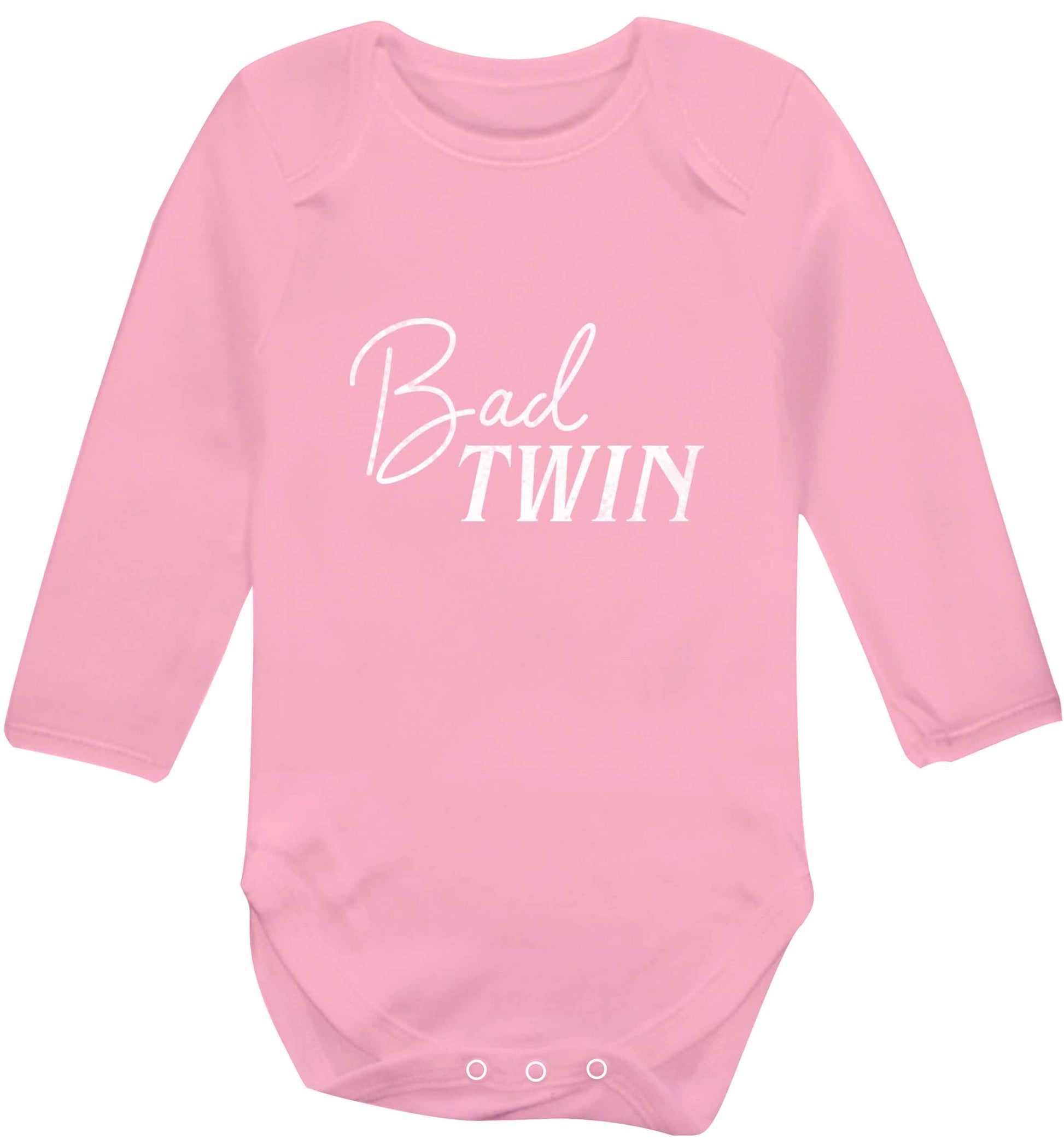 Bad twin baby vest long sleeved pale pink 6-12 months