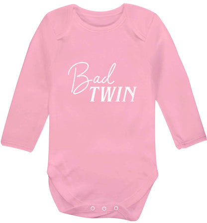 Bad twin baby vest long sleeved pale pink 6-12 months