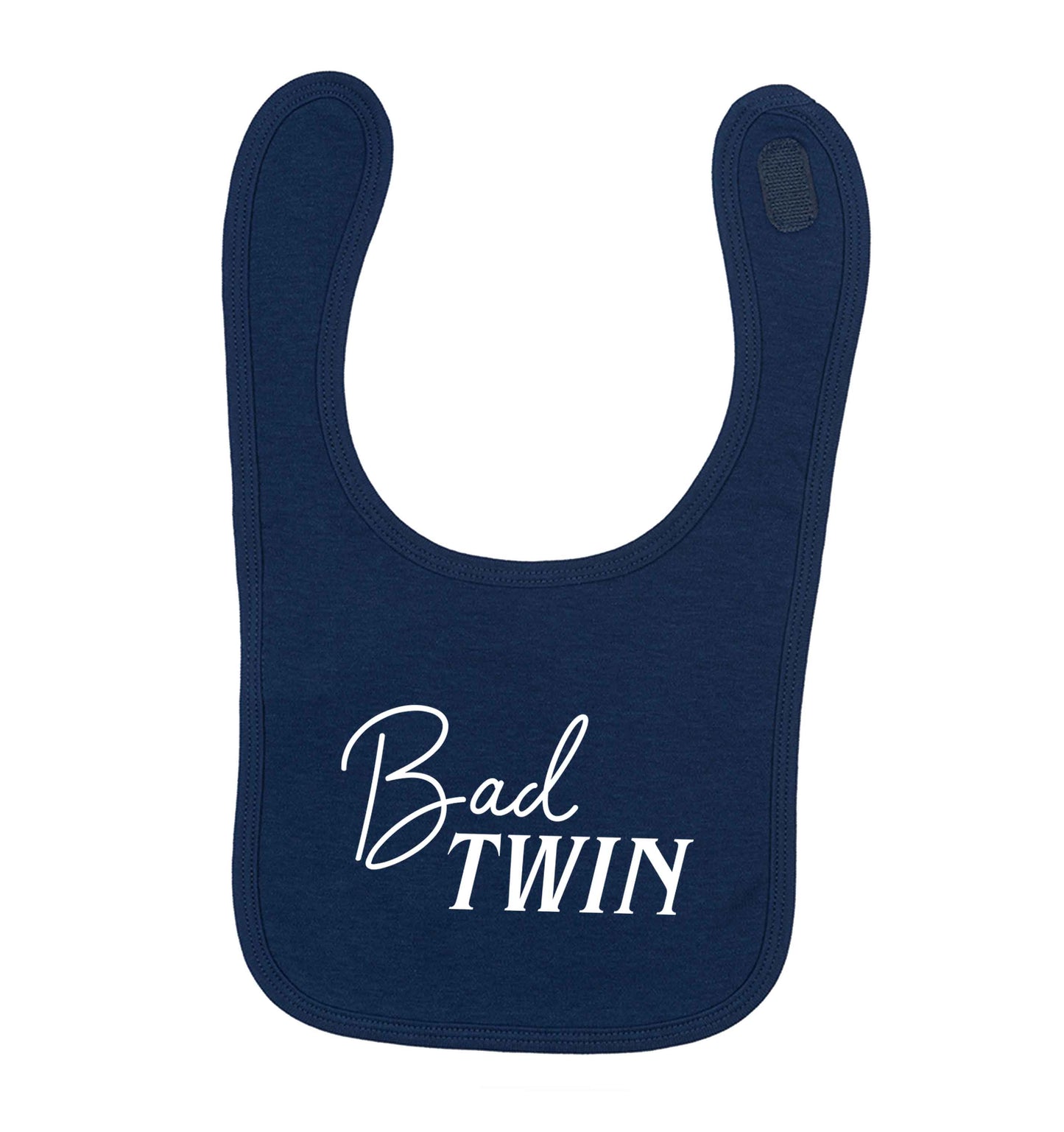 Bad twin navy baby bib