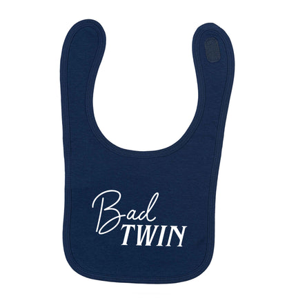 Bad twin navy baby bib