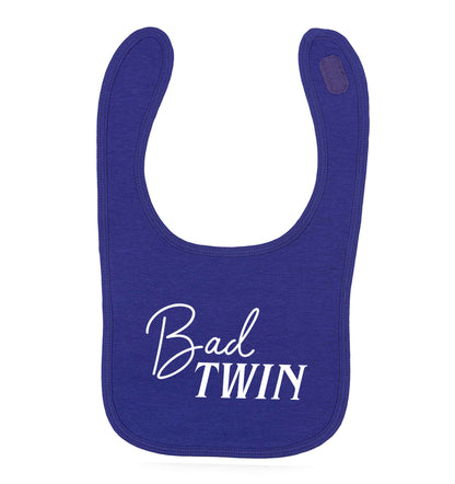 Bad twin purple baby bib