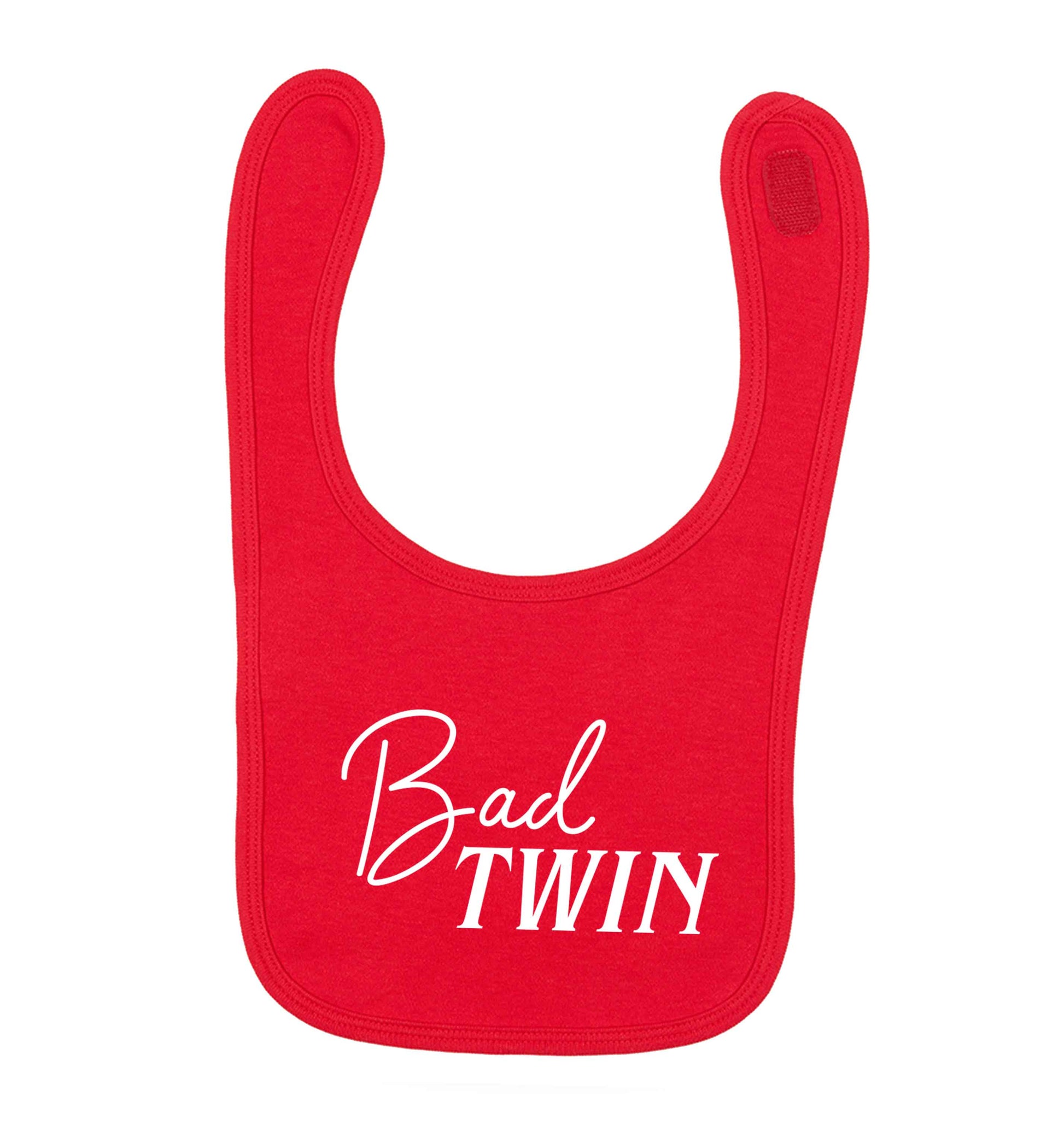 Bad twin red baby bib