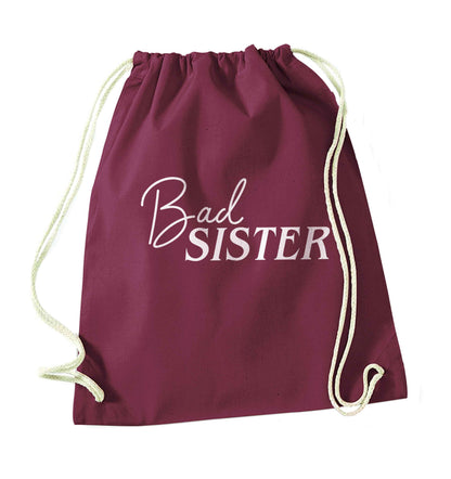 Bad sister maroon drawstring bag