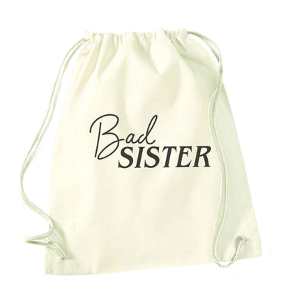 Bad sister natural drawstring bag