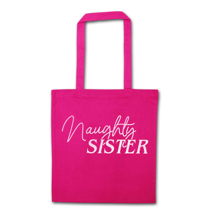 Naughty Sister pink tote bag