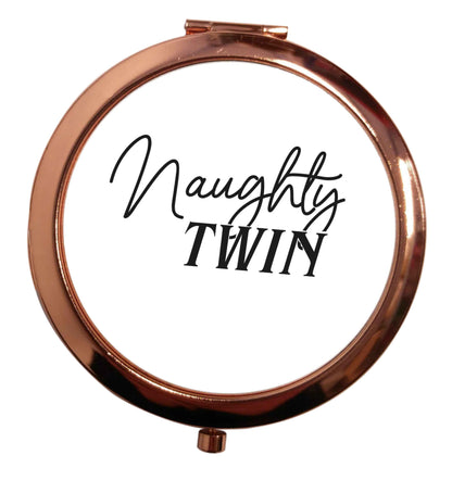 Naughty twin rose gold circle pocket mirror