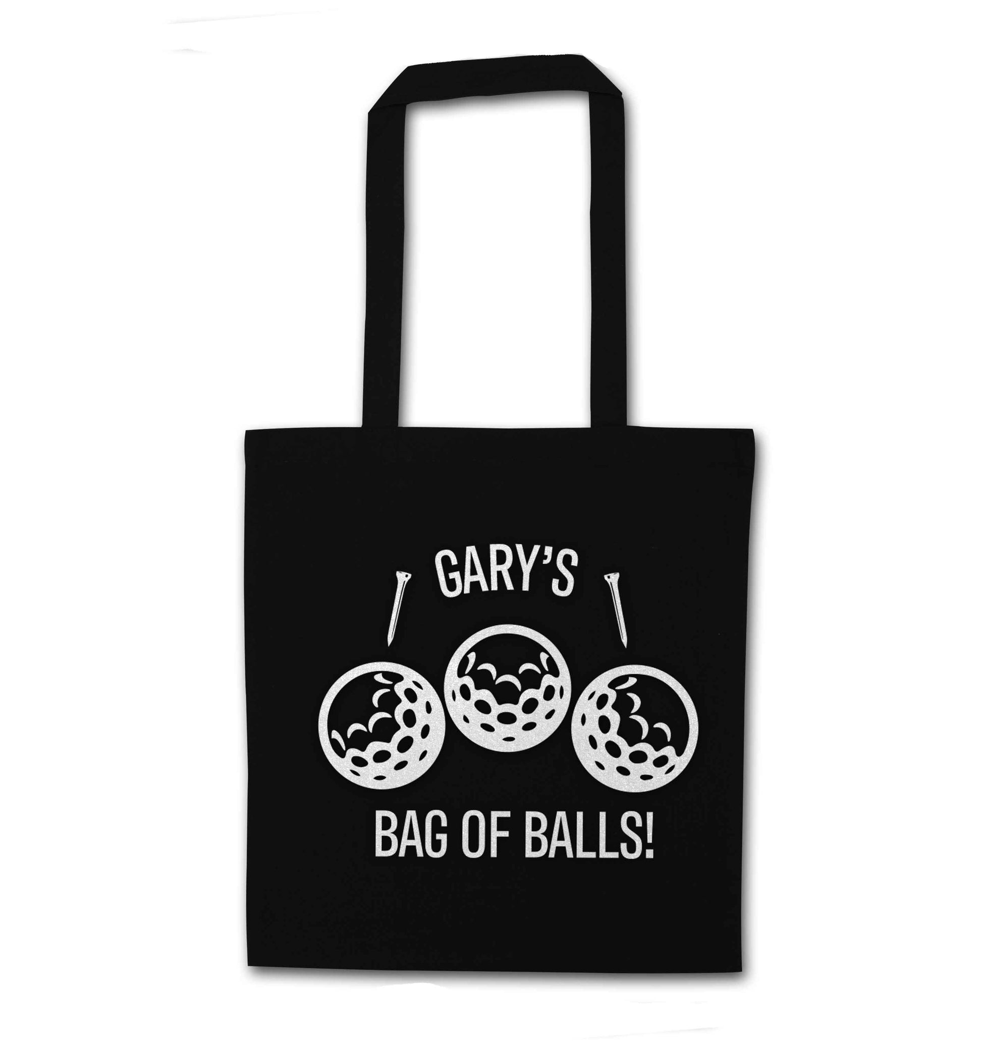 Personalised bag of golf balls black tote bag
