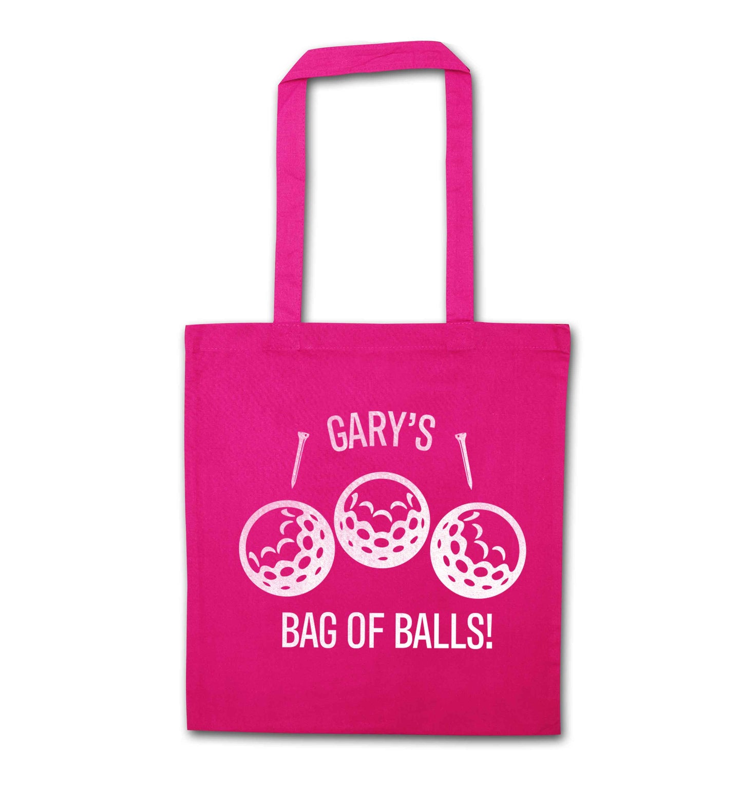 Personalised bag of golf balls pink tote bag