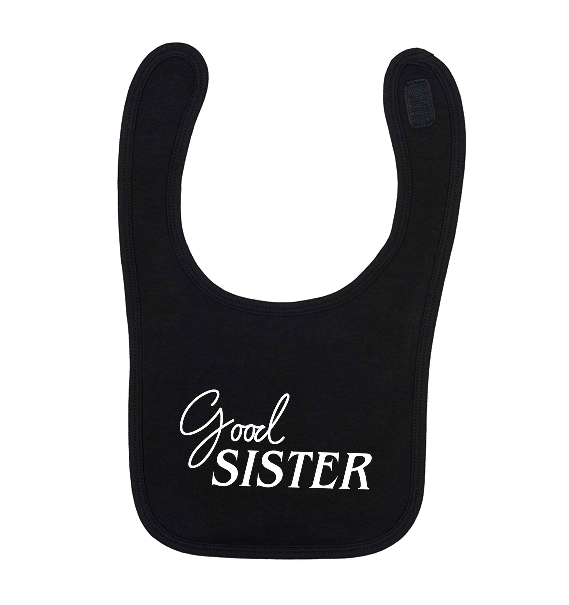 Good sister black baby bib