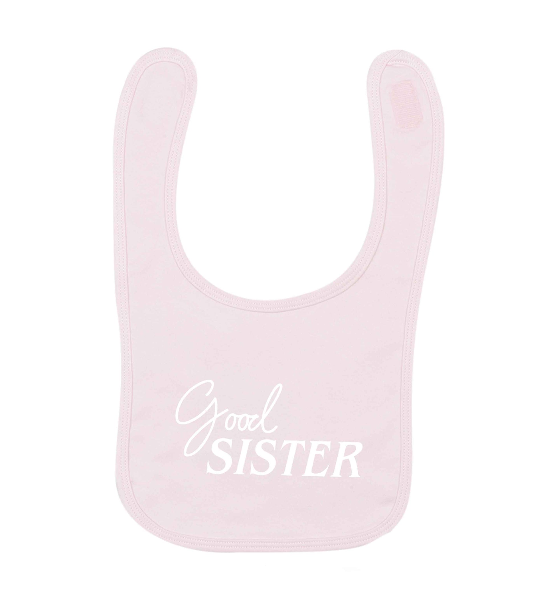 Good sister pale pink baby bib