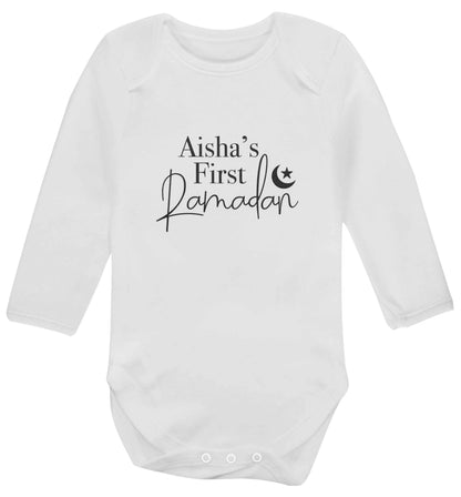 Personalised first Ramadan baby vest long sleeved white 6-12 months