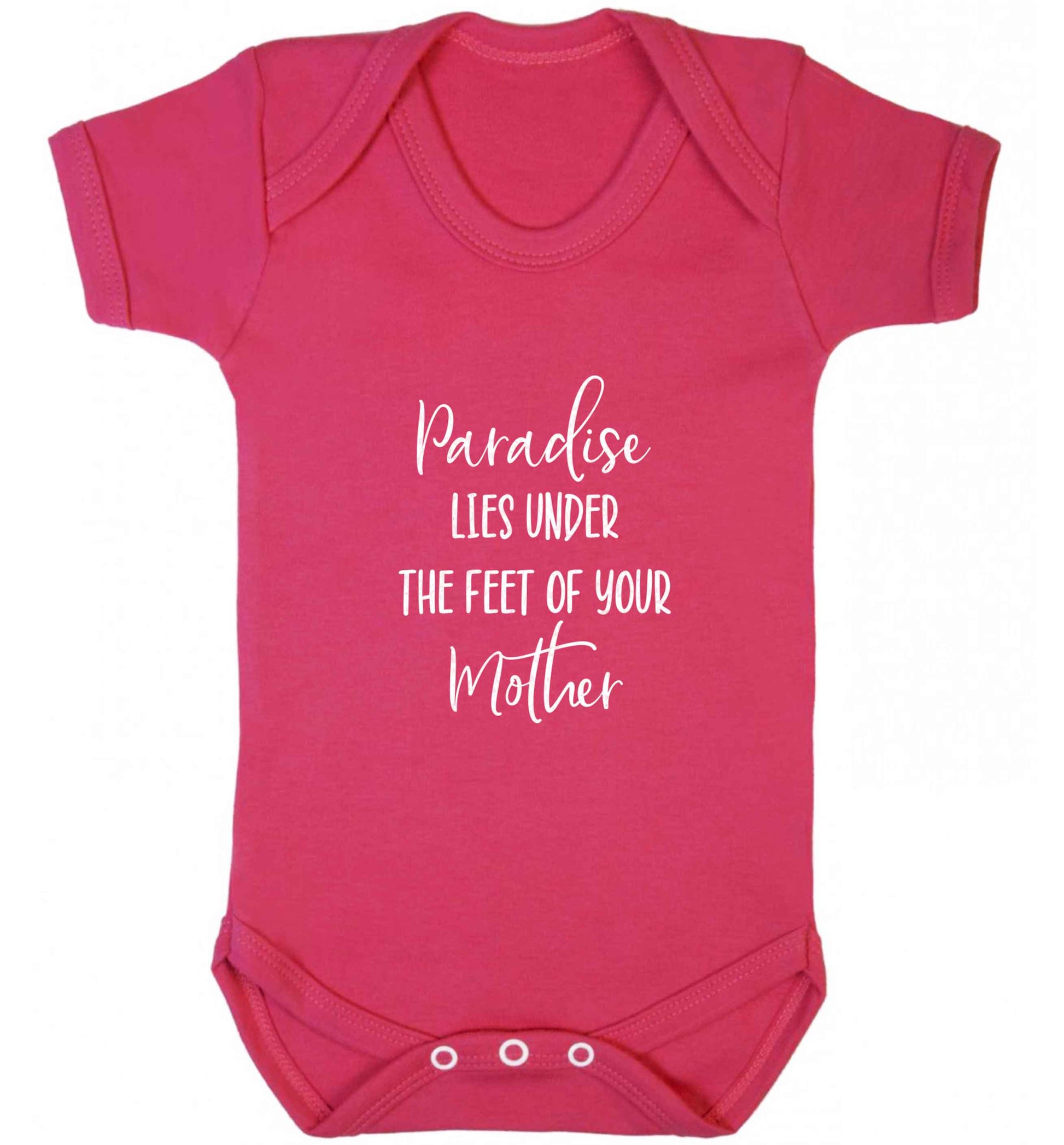 Paradise lies under the feet of your mother baby vest dark pink 18-24 months