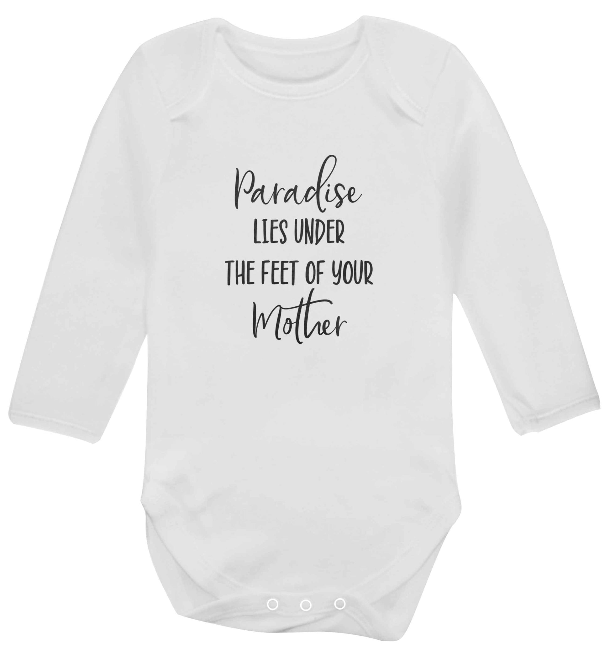 Paradise lies under the feet of your mother baby vest long sleeved white 6-12 months