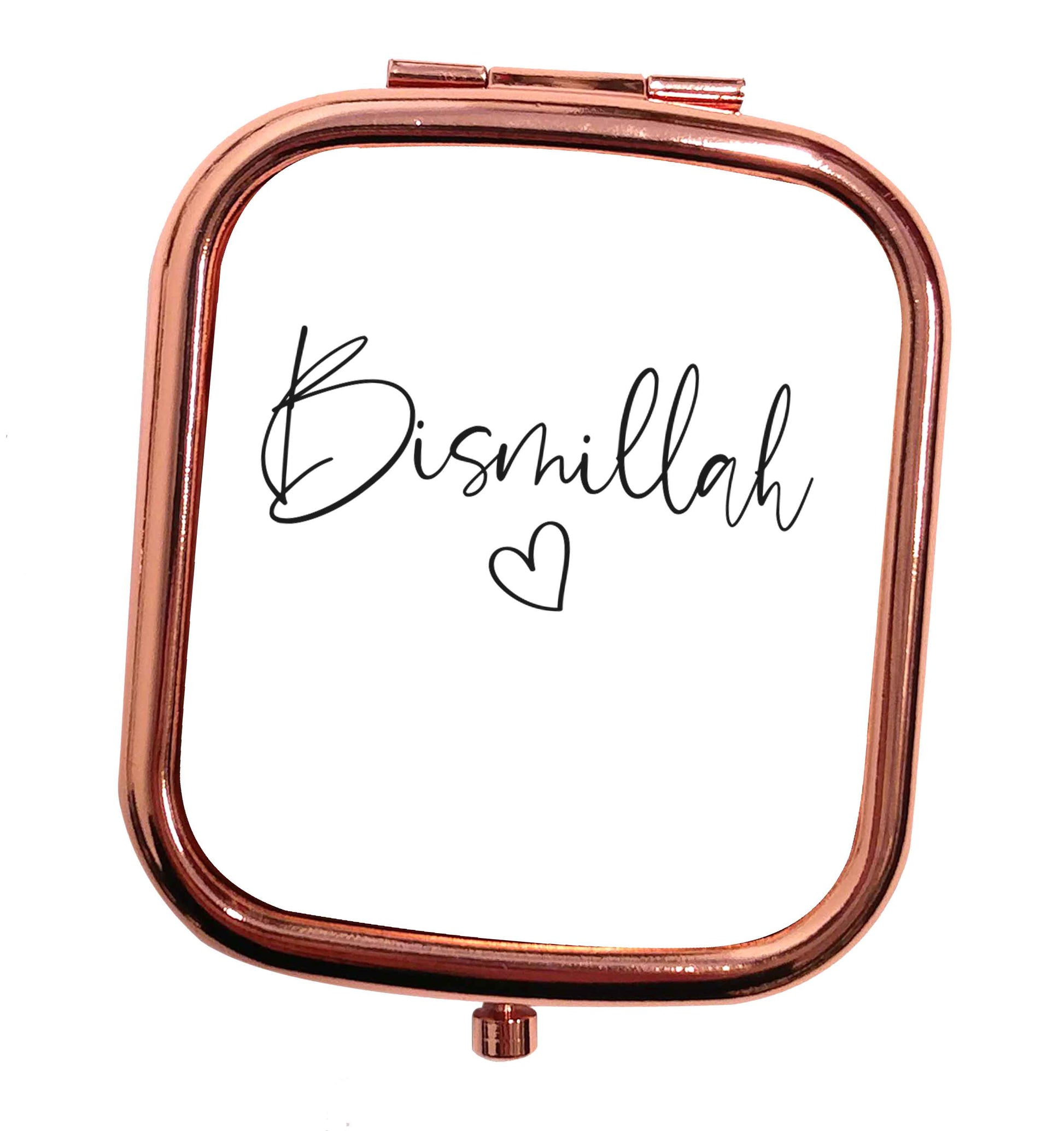 Bismillah rose gold square pocket mirror