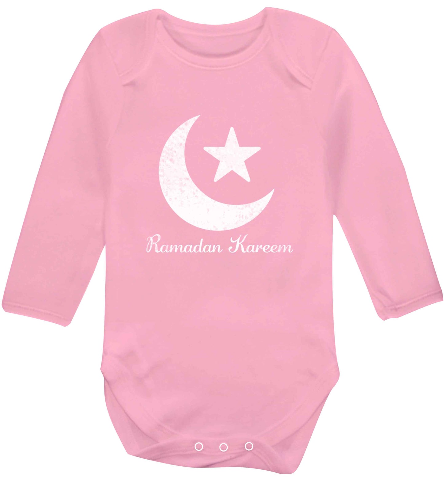 Ramadan kareem baby vest long sleeved pale pink 6-12 months