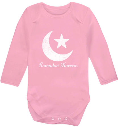 Ramadan kareem baby vest long sleeved pale pink 6-12 months