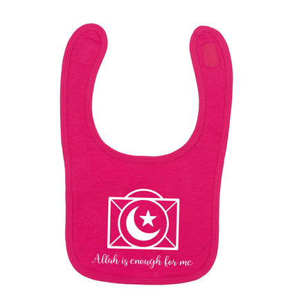 Allah is enough for me dark pink baby bib