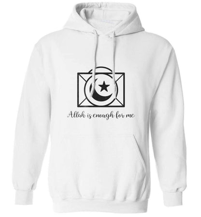 Allah is enough for me adults unisex white hoodie 2XL