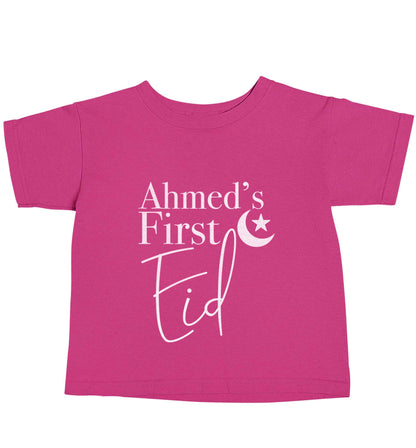 Personalised first Eid pink baby toddler Tshirt 2 Years