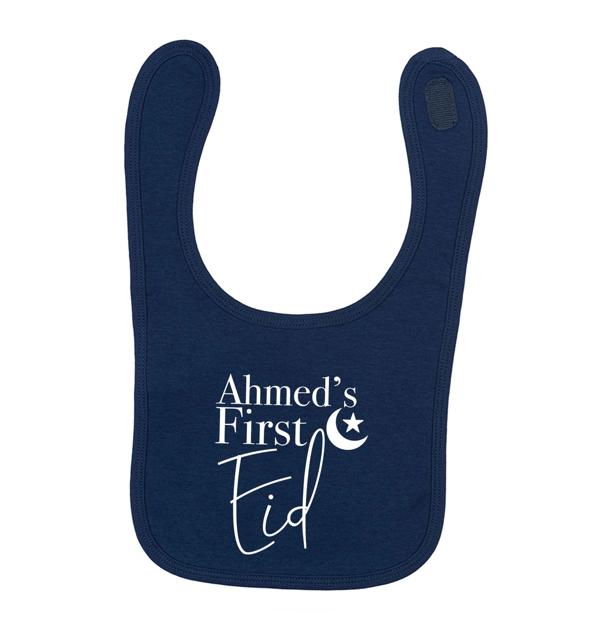 Personalised first Eid navy baby bib
