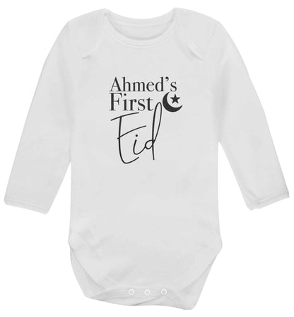 Personalised first Eid baby vest long sleeved white 6-12 months