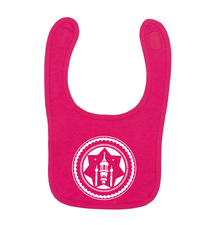 mosque dark pink baby bib