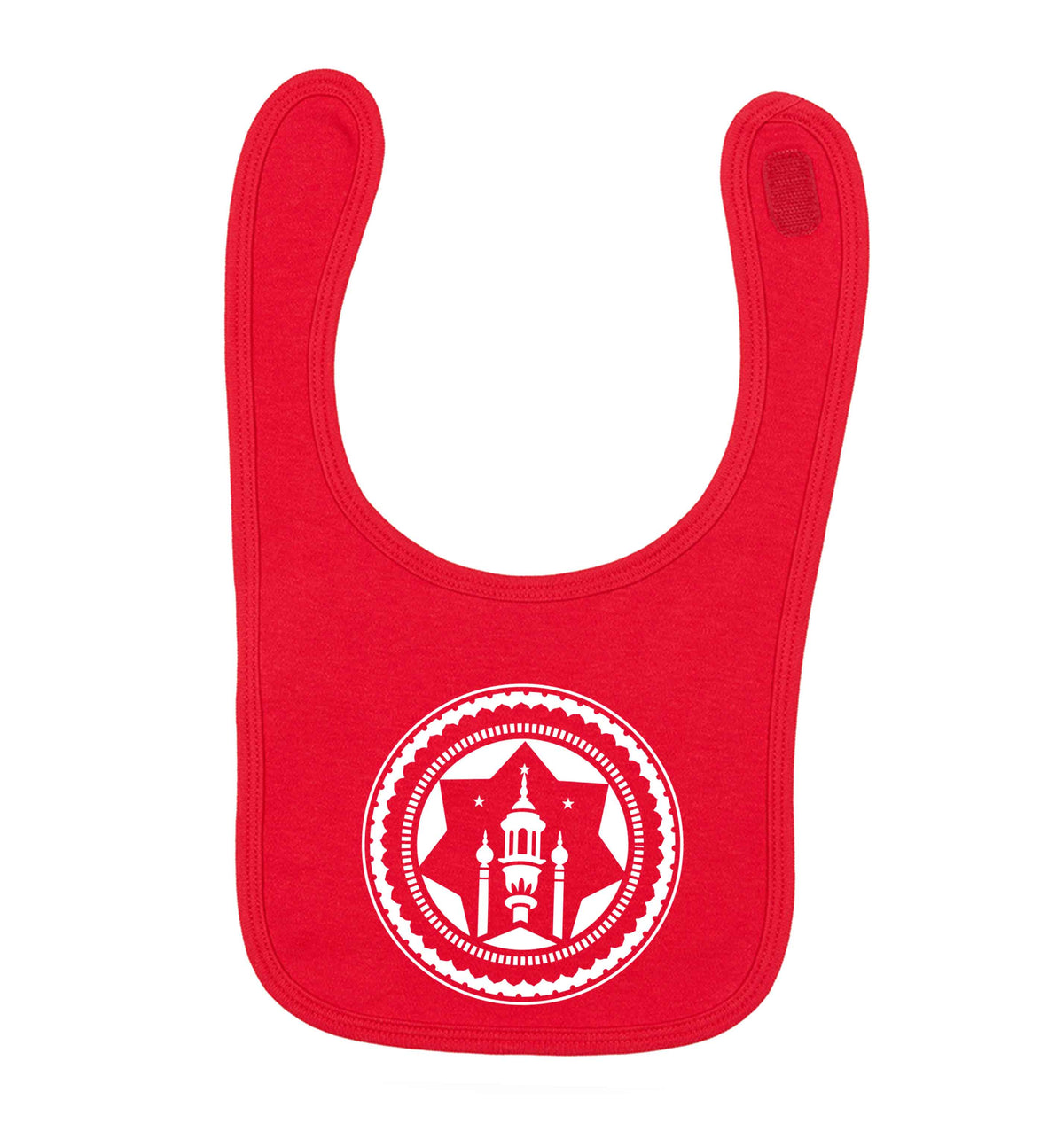 mosque red baby bib