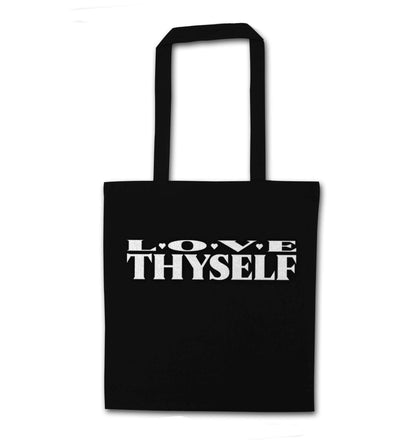 Love thyself black tote bag
