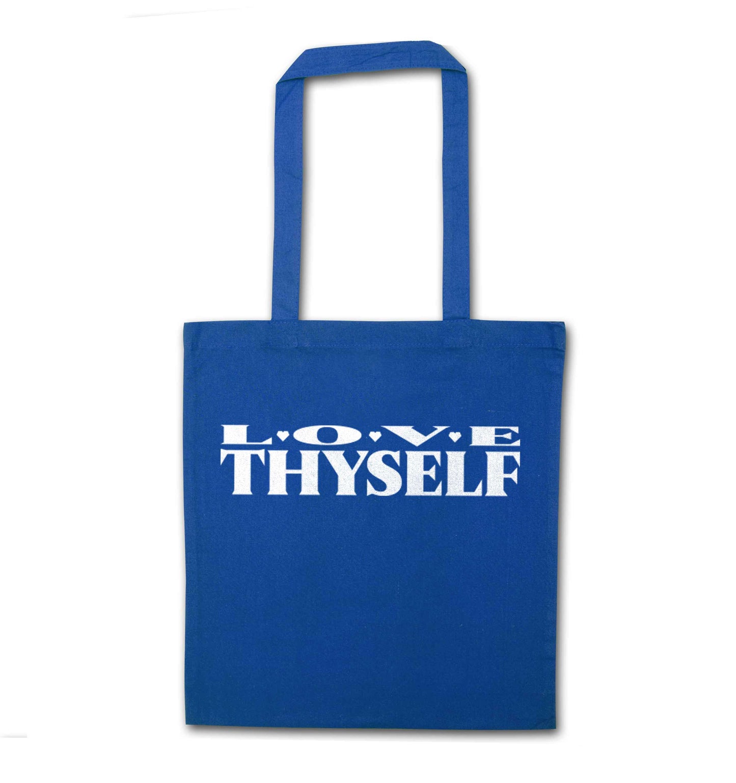 Love thyself blue tote bag